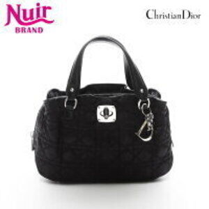 Christian Dior Cannage Quilted Shoulder Bag Black